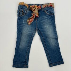 ZARA Baby | 12-18M | Blue Denim Jeans with Scarf Belt | Adjustable Waist